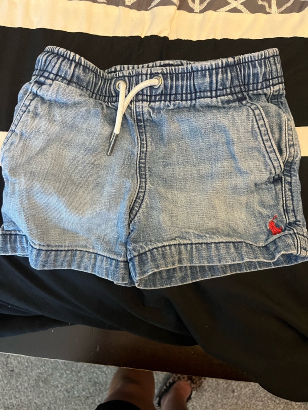 Polo by Ralph Lauren Light Blue Denim Drawstring Kids Shorts